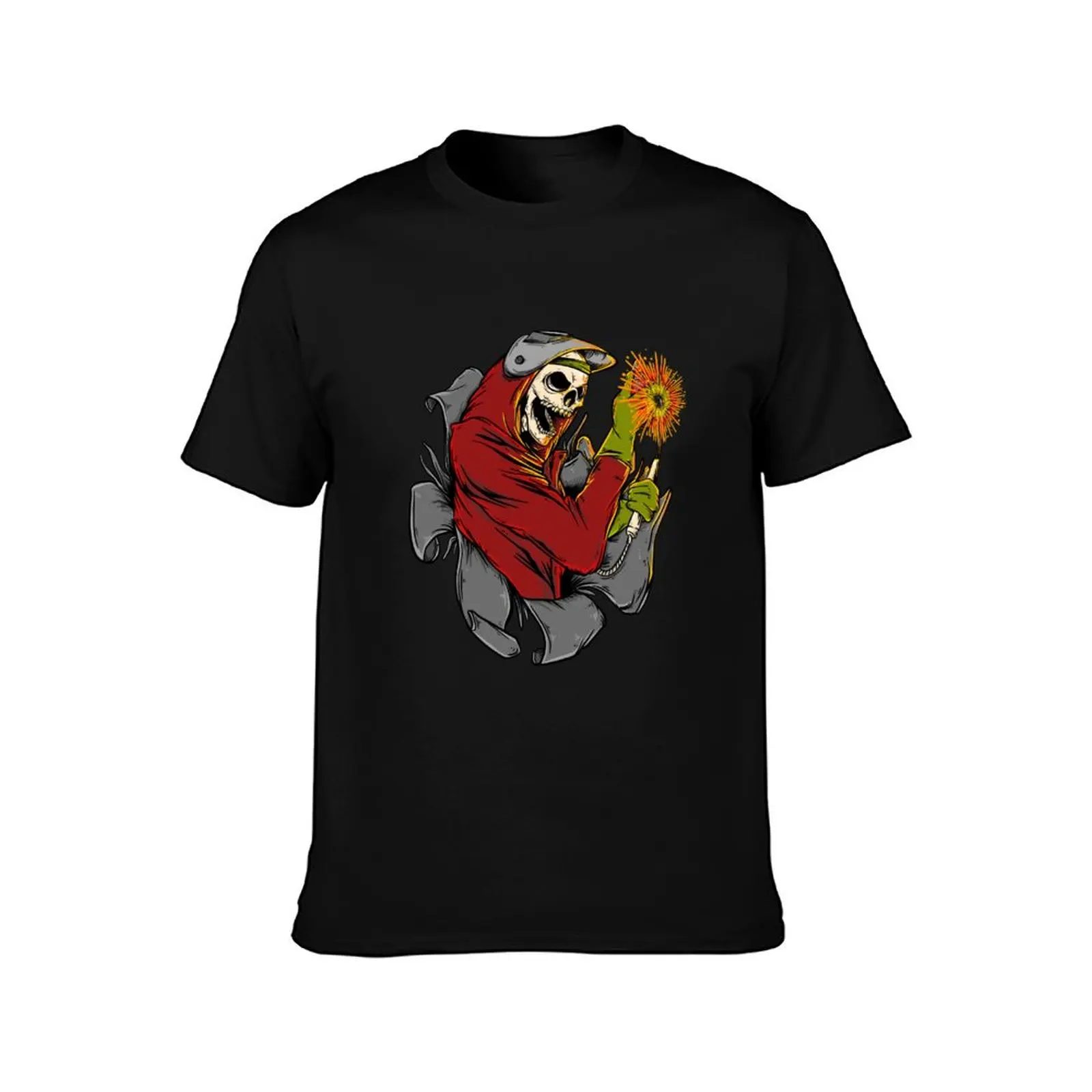 Welding Skull 4 T-Shirt Basic Solid Color Short Sleeve T-Shirt