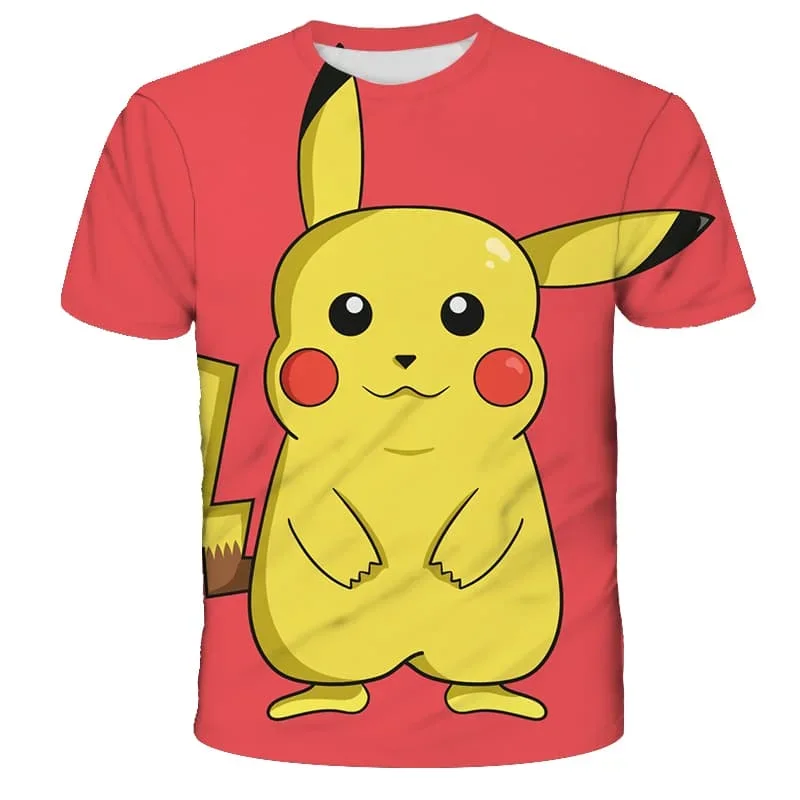 Neue 26 Sommer Japanische Anime Pikachu 3D Schnelltrocknende T-Shirts, Übergrößen Herrenbekleidung Kinderbekleidung Geschenk Familien-Partnerlook – Detail 5