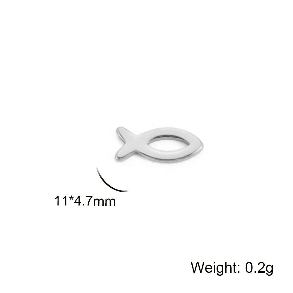 EUEAVAN 10pcs Tiny Charms for Bracelets Stainless Steel Jesus Fish Charm Small Pendant Religious Necklace Jewelry Making