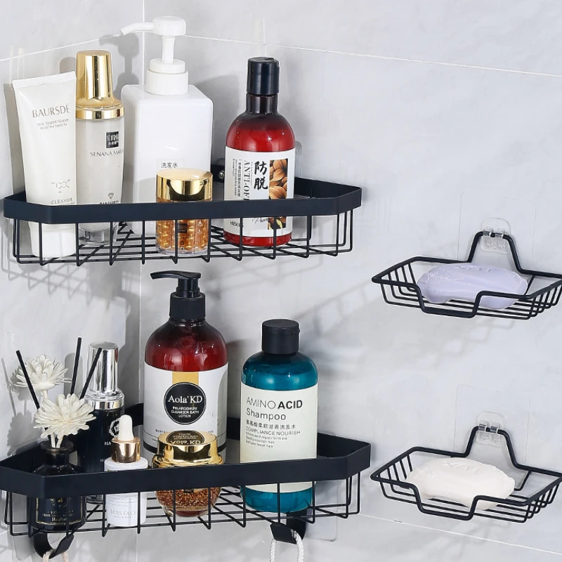 New minimalist bathroom storage rack, non porous soap rack, and wall mounted storage rack for household bathroom wrought iron