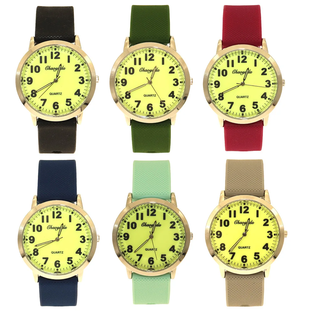 6Pcs Silicone Band Military Sports Date Quartz Luminous Watch Men Watches Boys Girls watches