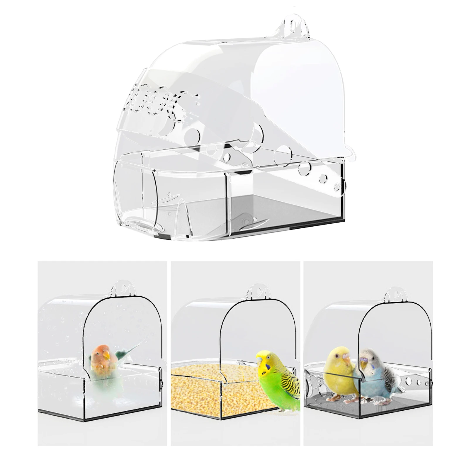 Bird Bath Water Bowl Cage Accessories Bird Bathtub Parrot Bathing Tub Hanging for Parakeets Finch Budgie Small Birds Canary