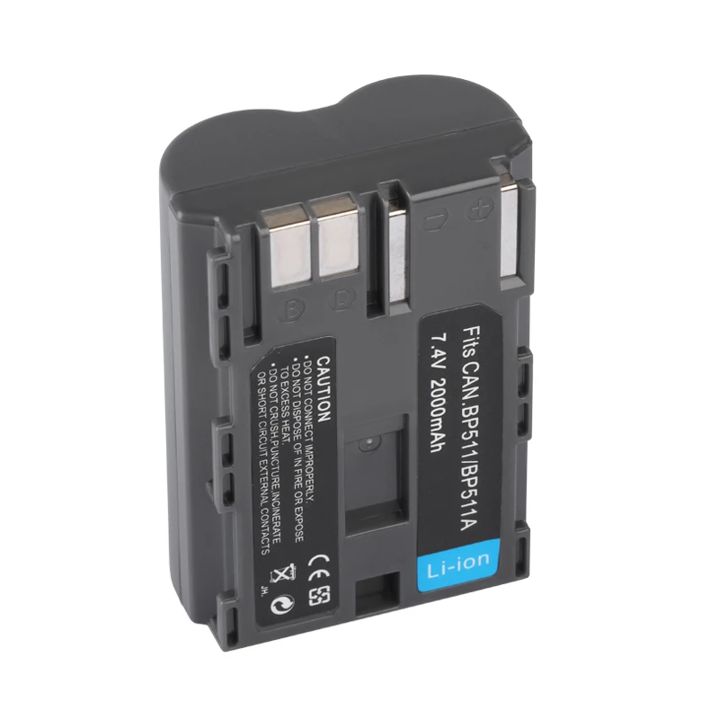7.4V 2000mah BP-511 Battery For Canon EOS 5D 10D 20D 30D 50D D60 40D G6 300D FV40 FV100 200 BP 511 BP-511A Batteries