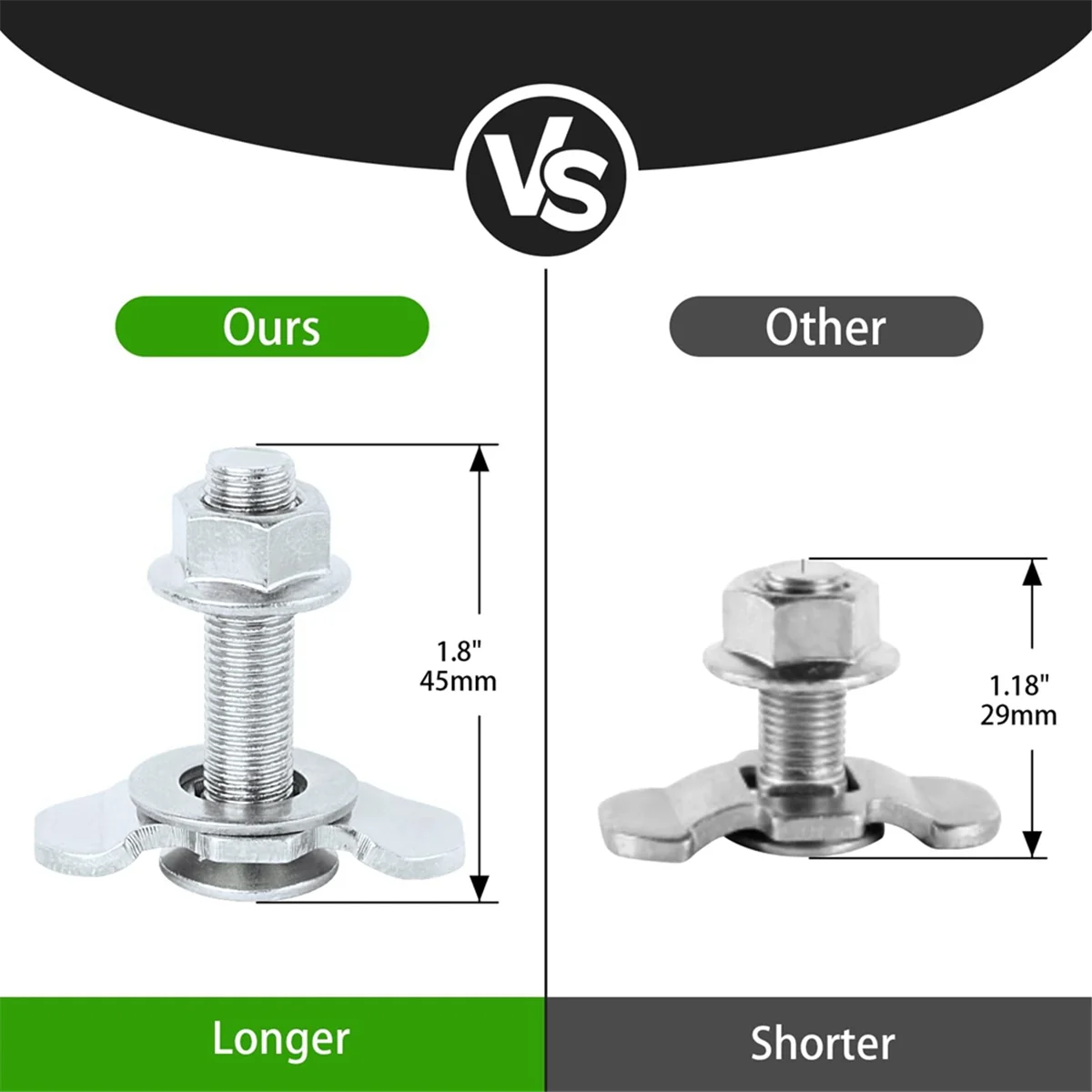ABZV-L Track Threaded Stud Fittings L-Track Threaded Double Stud Lug Fitting Tie Down, Used with L Track Rails, Silver