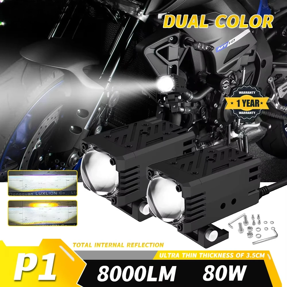 

6000K 3000K Motorcycle Headlight LED Strobe Light 80W Mini Driving Fog Light DRL Bulb Suitable for Car Truck SUV ATV
