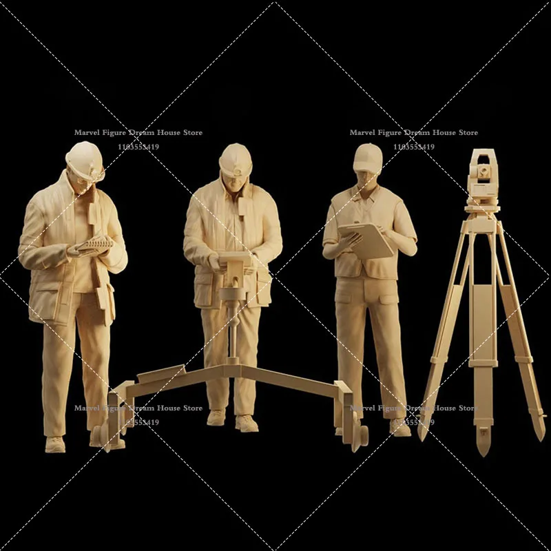 1/64 Miniature Scene Doll White Model Un-panited Road Administration Surveyor Surveying instrument Recorder Mini Action Figure