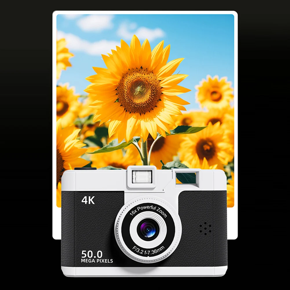 กล้องดิจิตอล HD เลนส์คู่สไตล์ย้อนยุคมินิกล้อง 16x ซูมกล้องถ่ายภาพวิดีโอกล้องสําหรับการเดินทางและนักเรียน