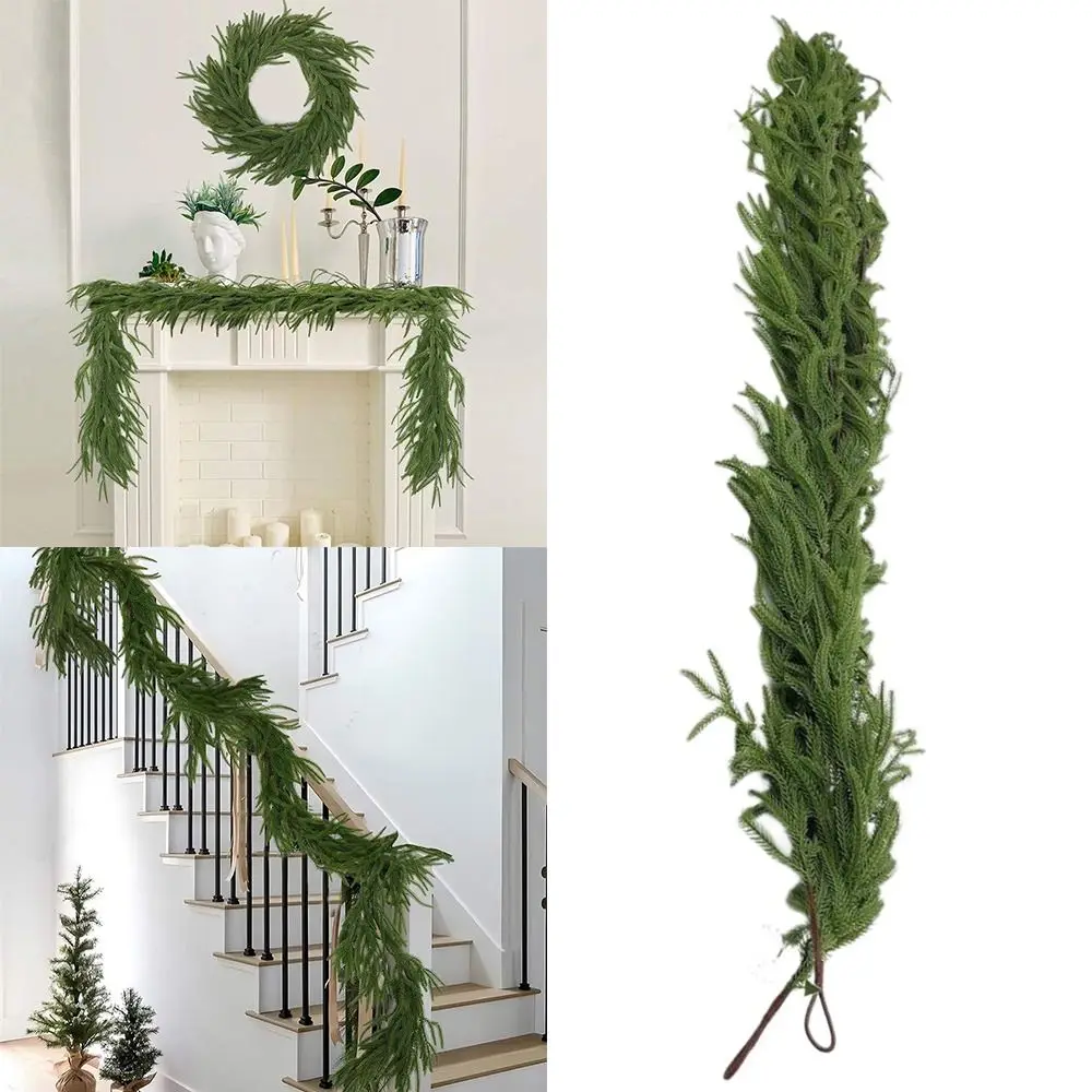 180 سنتيمتر الاصطناعي نورفولك أكاليل الصنوبر الموقد الديكور الدرج زخرفة عيد الميلاد الصنوبر إكليل لوازم الحفلات الأخضر