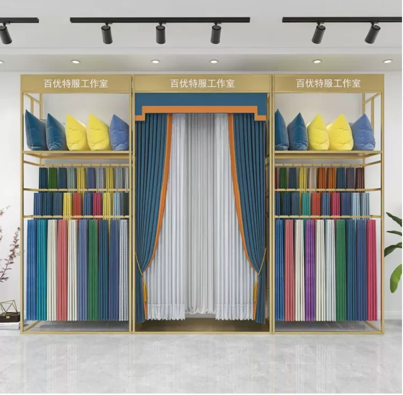 

Доступная роскошь: Стенд для демонстрации штор, подставка для образцов, передвижная вращающаяся штанга для выставочного зала тканевых образцов