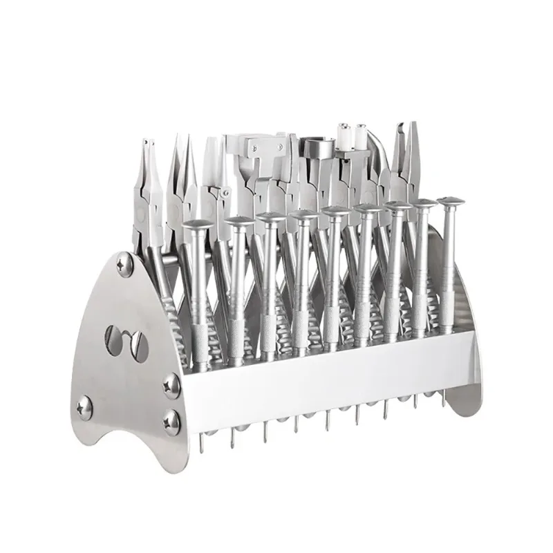 Eyeglass Repair Tool Kit - Professional Adjustment Tools, Plier Set, Screwdriver & Storage Rack for Glasses Frame Tightening