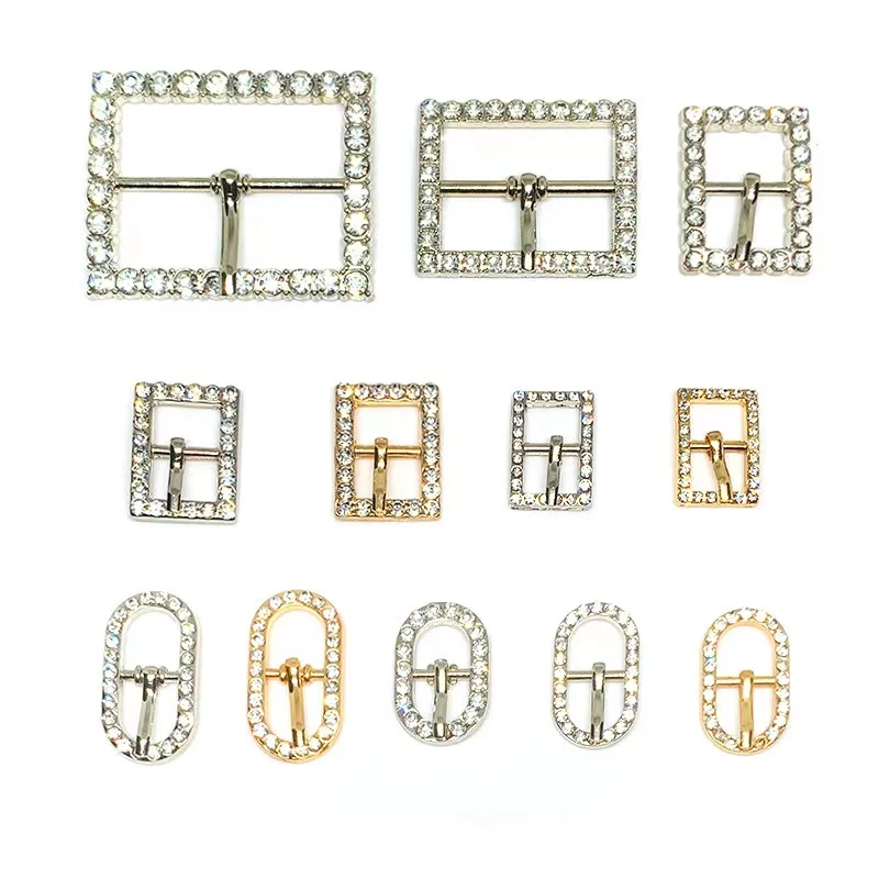 New Multi size Gold and Silver Double Color Metal Zinc Alloy Water Diamond Rectangular Buckle Luggage Adjustable Buckle with Sun