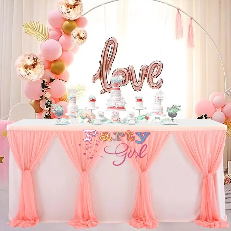 

Tulle Table Skirt Wedding Birthday Party Cake Dessert Banquet Wedding Tablecloth Skirting Partys Home Hotel Decoration