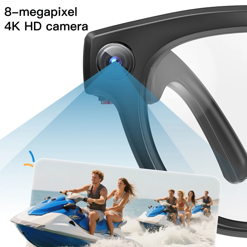 LIGE 4K Camera Glasses Color-Change Lens 800W Camera AI Glass Smart Glasses Sport Photography Call Video Music Bluetooth Glasses