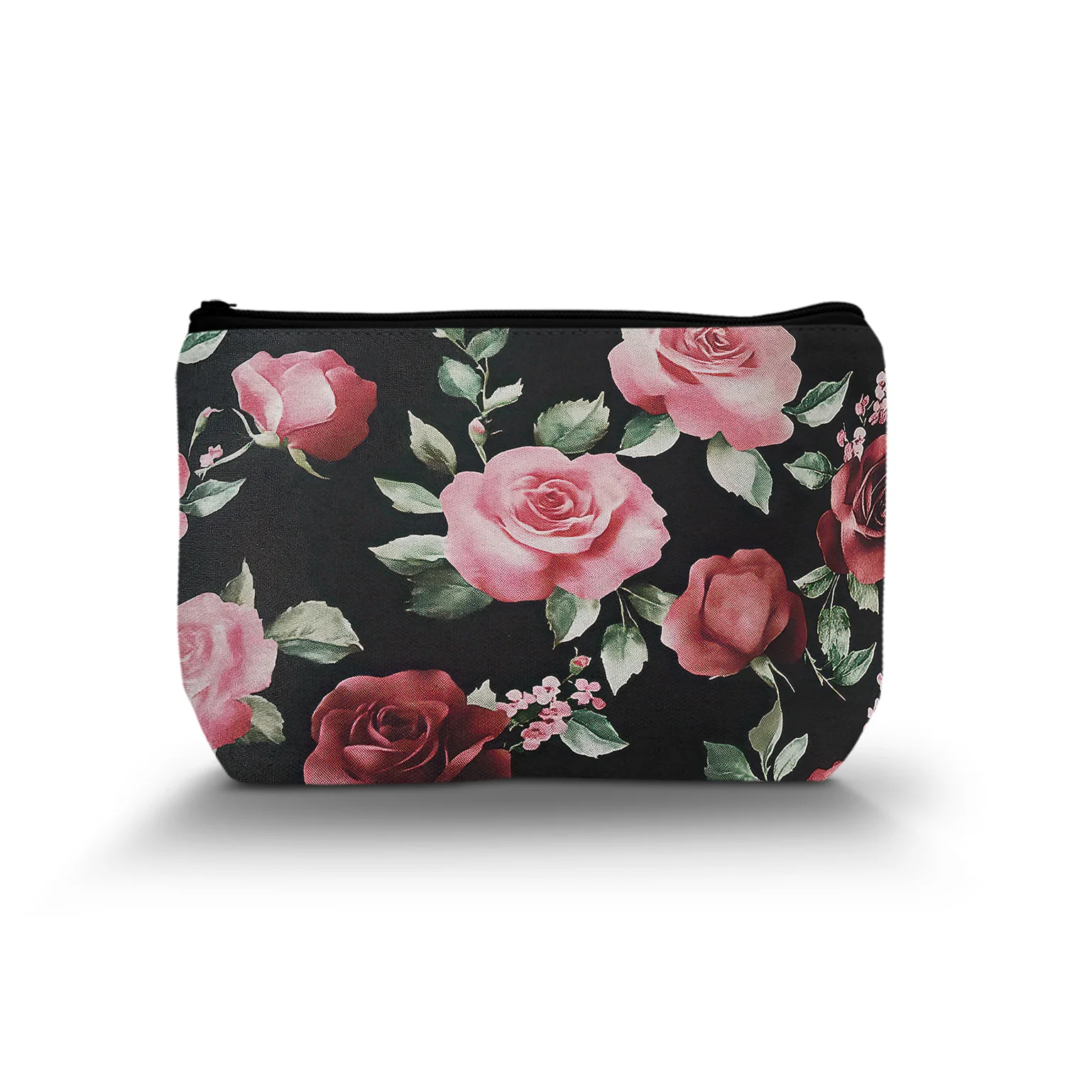 1Pc Red Rose Floral Makeup Bag Flower Cosmetic Bag Pouch With Zipper Toiltry Bag Appreciation Gift For Family Friends