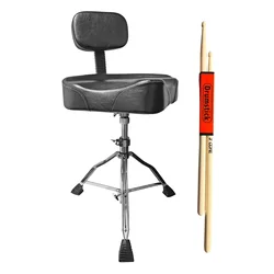 Drum Throne with Backrest Thick Padded Adjustable Guitar Stool Motorcycle Style Saddle Music Chair Seat for Adult Drummers