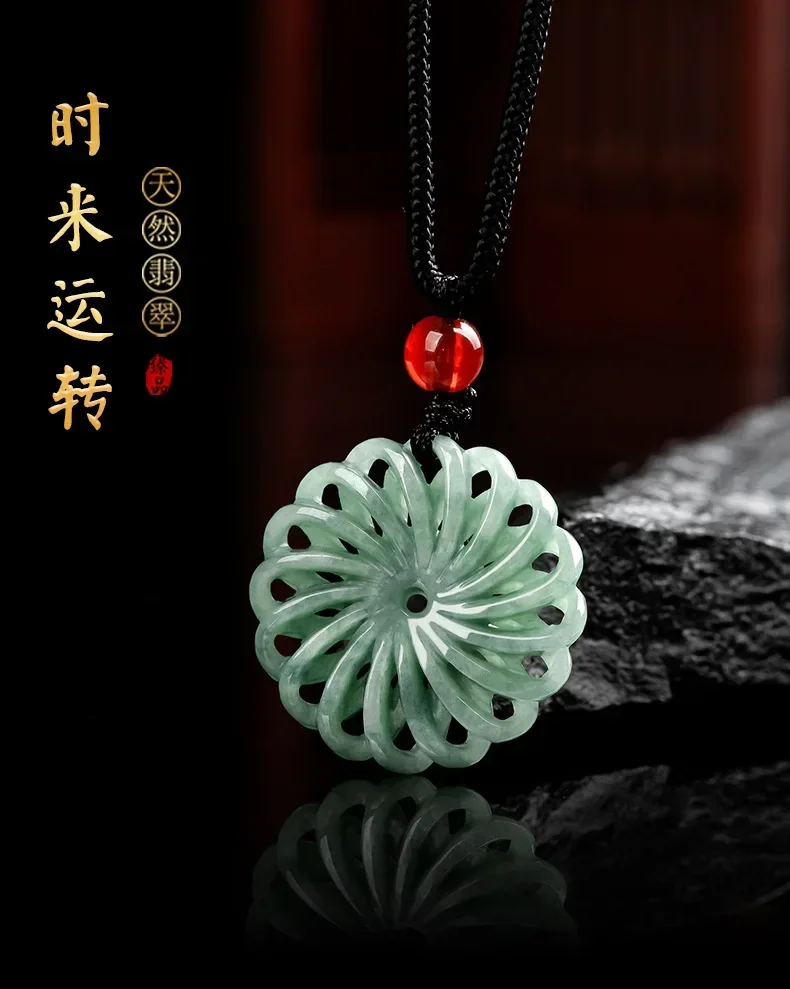 الأخضر قلادة من اليشم قلادة اليدوية نحت الوقت يأتي تشغيل نقل عجلة سترة سلسلة السنة الجديدة الراقية الملحقات هدية #6