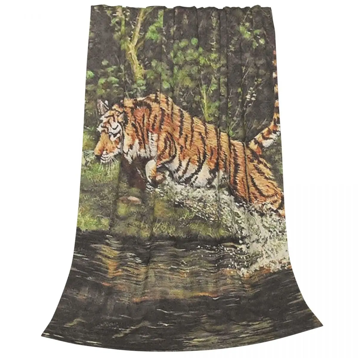 Leaping Indian Tiger Blankets Flannel Portable Sofa Throw Blankets For Home Bedroom Travel Throws Bedspread Quilt