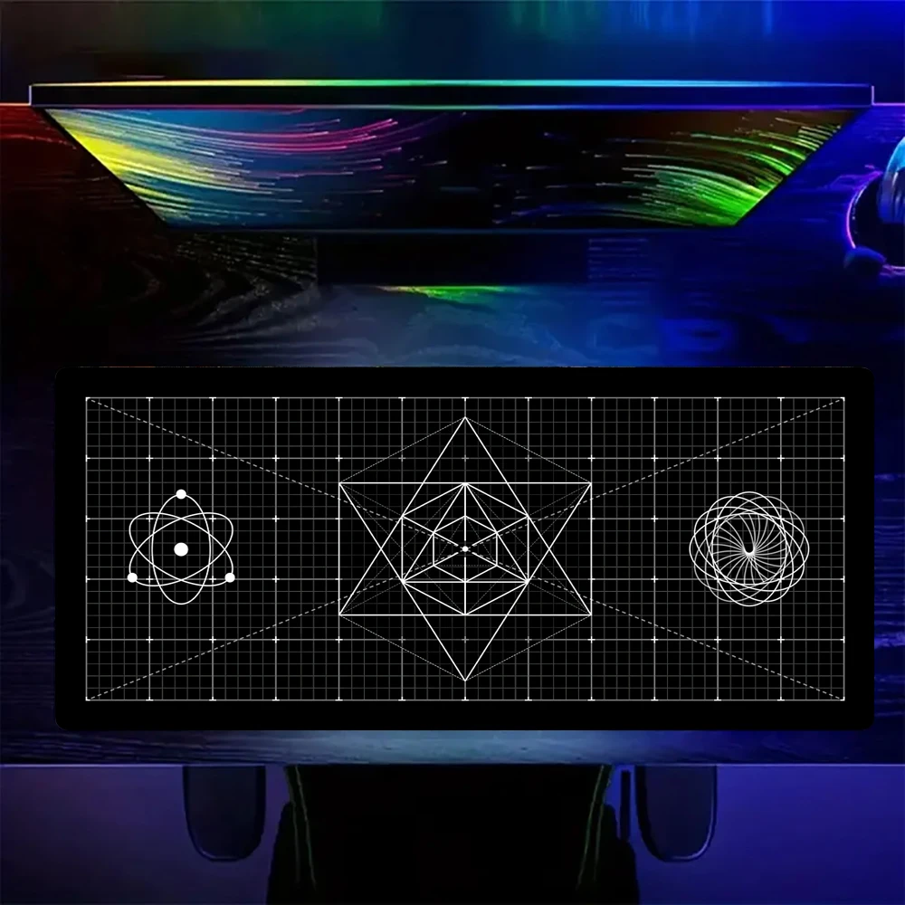 Geometric figure large Mouse Pad Desk Mat Gaming pad Non-Slip Stitched Edge Visual perspective pattern table mat office mousepad