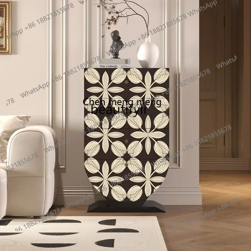 

XZFrench modern art solid wood, living room porch cabinet, household storage cabinet against the wall locker