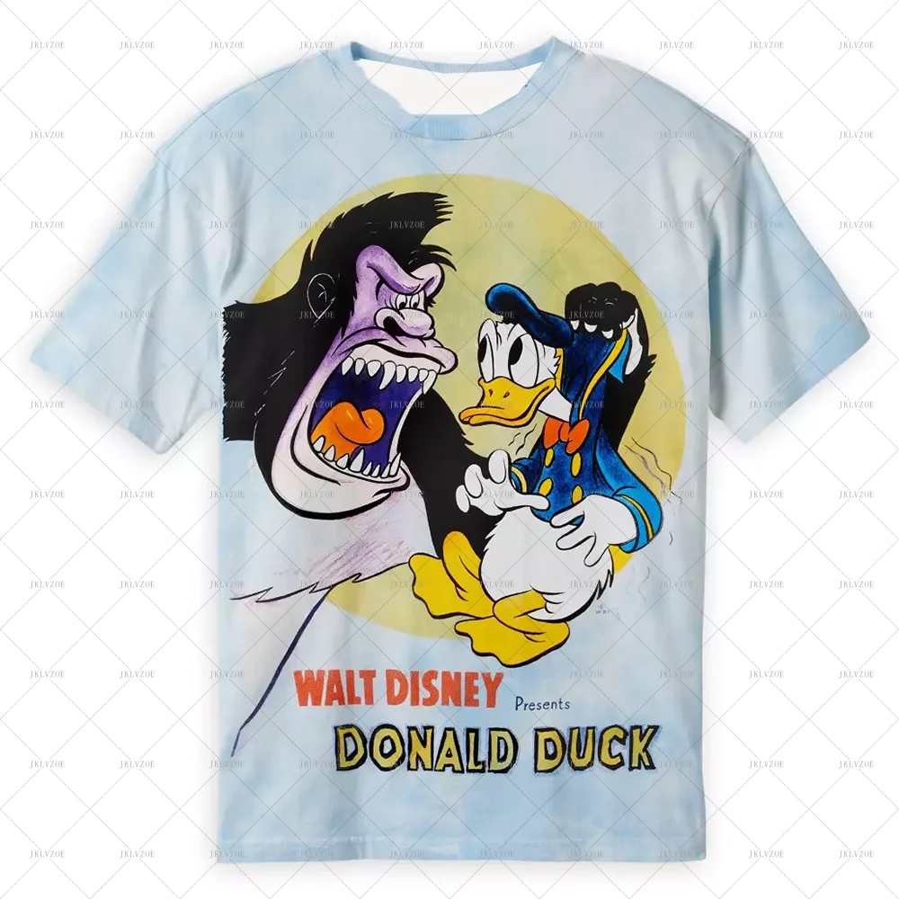 

Donald Duck and Gorilla Tie Dye Tshirt Disneyland Donald Duck Print Breathable T-shirt Fashion Street Trend Women's Summer Top