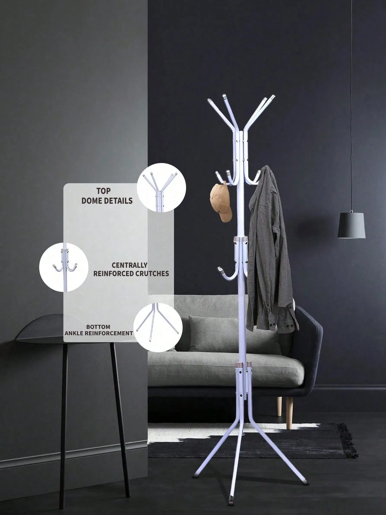 

Tree-Shaped Metal Coat Stand w/12 Hooks - Easy-Assemble Entryway Rack for Clothes/Hats/Handbags/Scarves