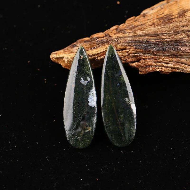 

B&F Moss Agate Earring Beads for Jewelry Making, Handmade Natural stones beads, Stones for jewelry Making Supplies