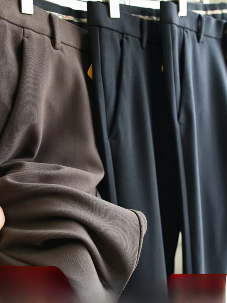 

Удобные модные мужские повседневные брюки прямого кроя на флисовой подкладке, теплые осенне-зимние универсальные длинные брюки для повседневной носки