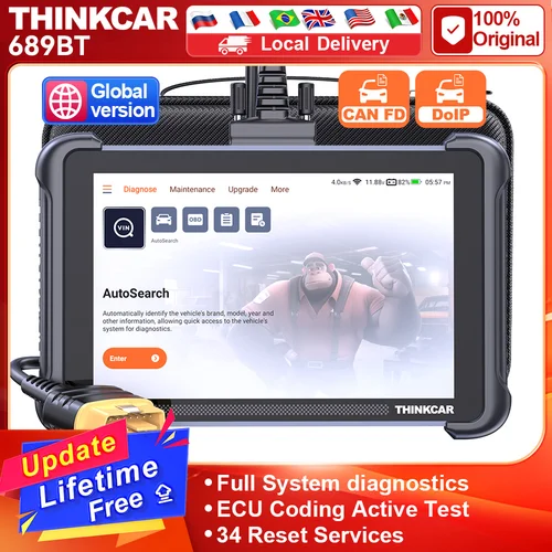 Herramienta de escaneo bidireccional THINKCAR THINKSCAN 689 con escáner CANFD y DoIP OBD2, codificación ECU, Control bidireccional 34, reinicio gratuito