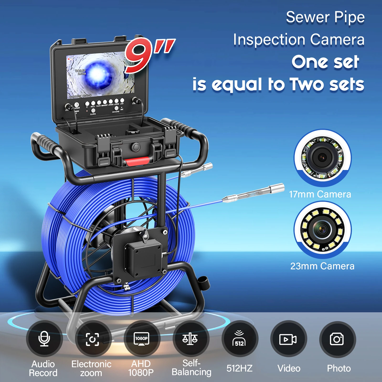 Sewer Camera 512Hz Self-Leveling Endoscope Camera 9