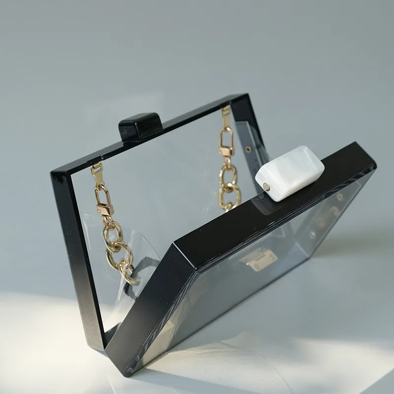 Neue Trendige Mode Damenhandtasche Transparente Solide Acryl-Pailletten Hochzeit Party Abendtasche Luxus Box-Clutch Geldbörse – Detail 7
