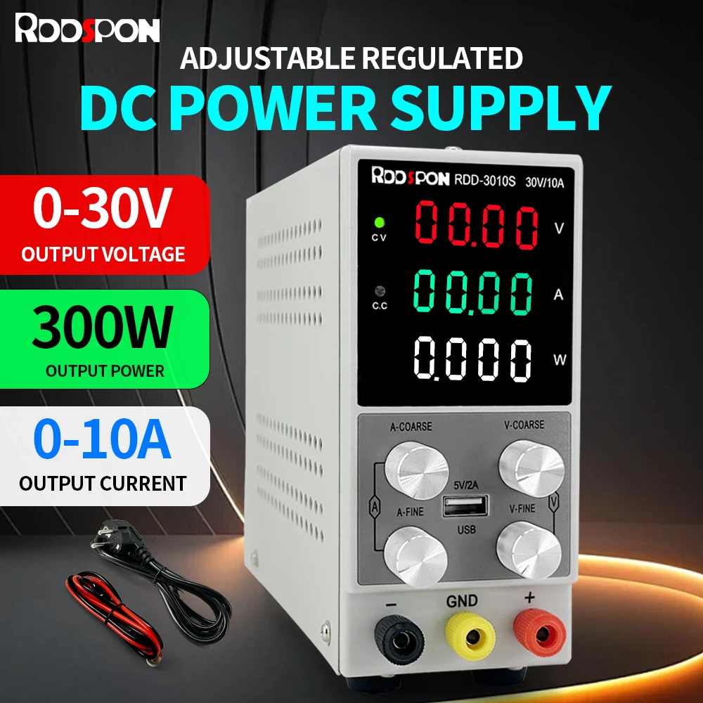 Fuente de alimentación RDDSPON DC AC220V salida máxima 300W 30V 10A fuente de alimentación de laboratorio ajustable para pruebas de fábrica