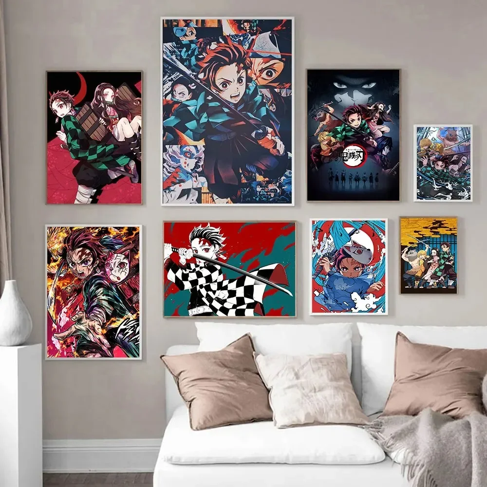 Japanese Demon Slayer Anime Poster Character Canvas Painting Posters and Prints Wall Art Pictures for Living Room Decoration