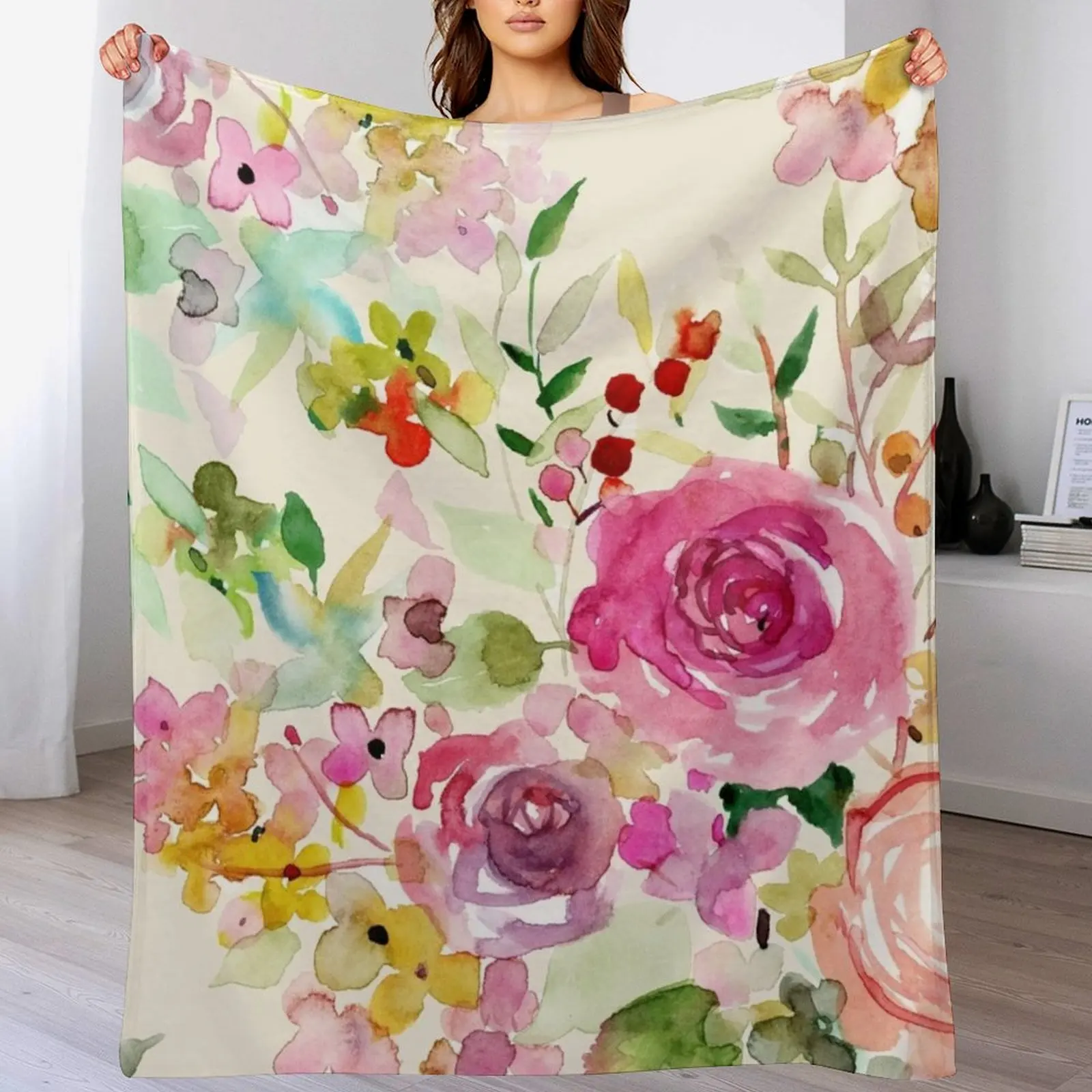 

Romantic watercolor roses Throw Blanket Plaid blankets ands Comforter Blankets