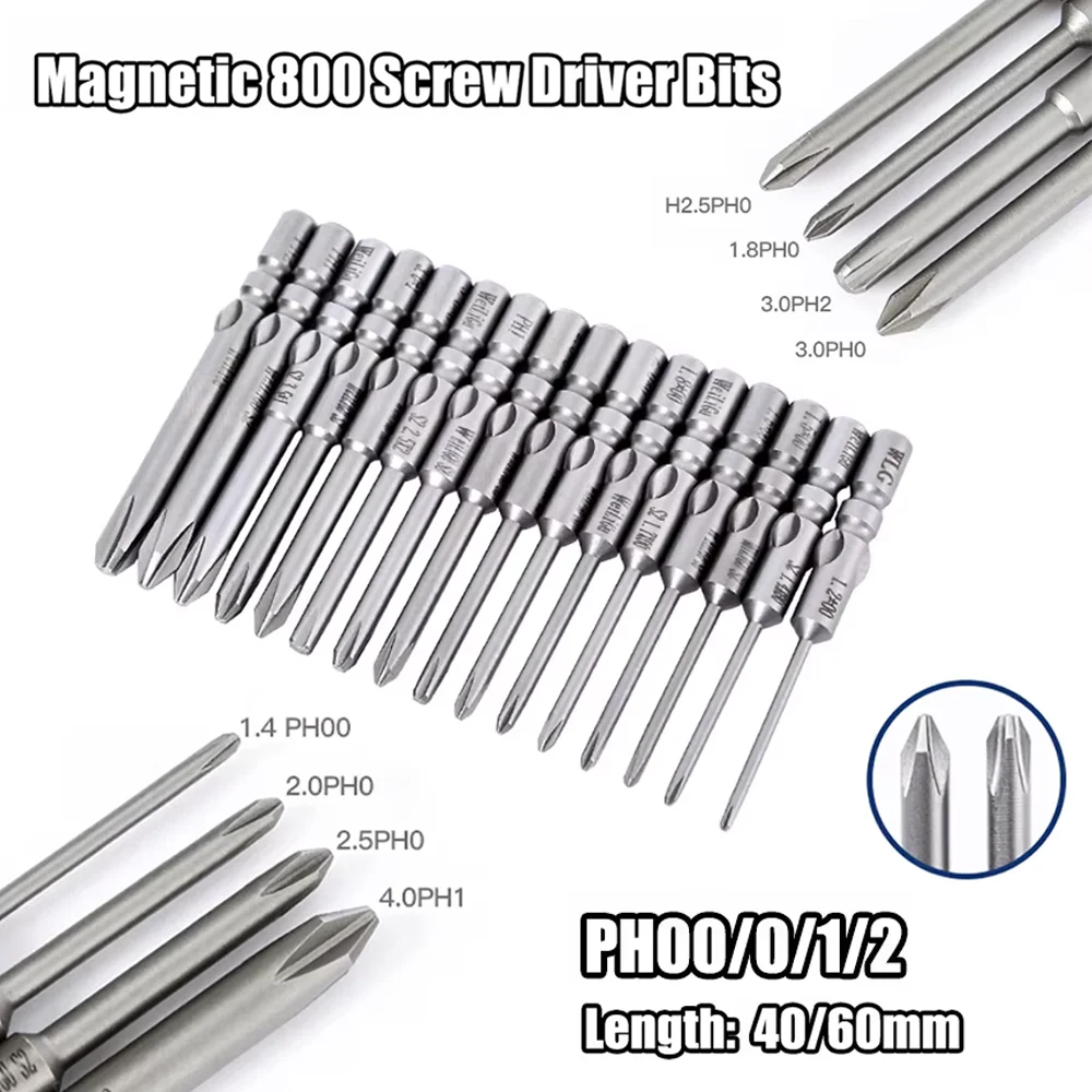 

1Pcs PH00/0/1/2 Magnetic Screwdriver Bits Magnetic S2 Alloy Steel Material Phillips Screw Driver Drill Bit Batch Head L-40/60mm