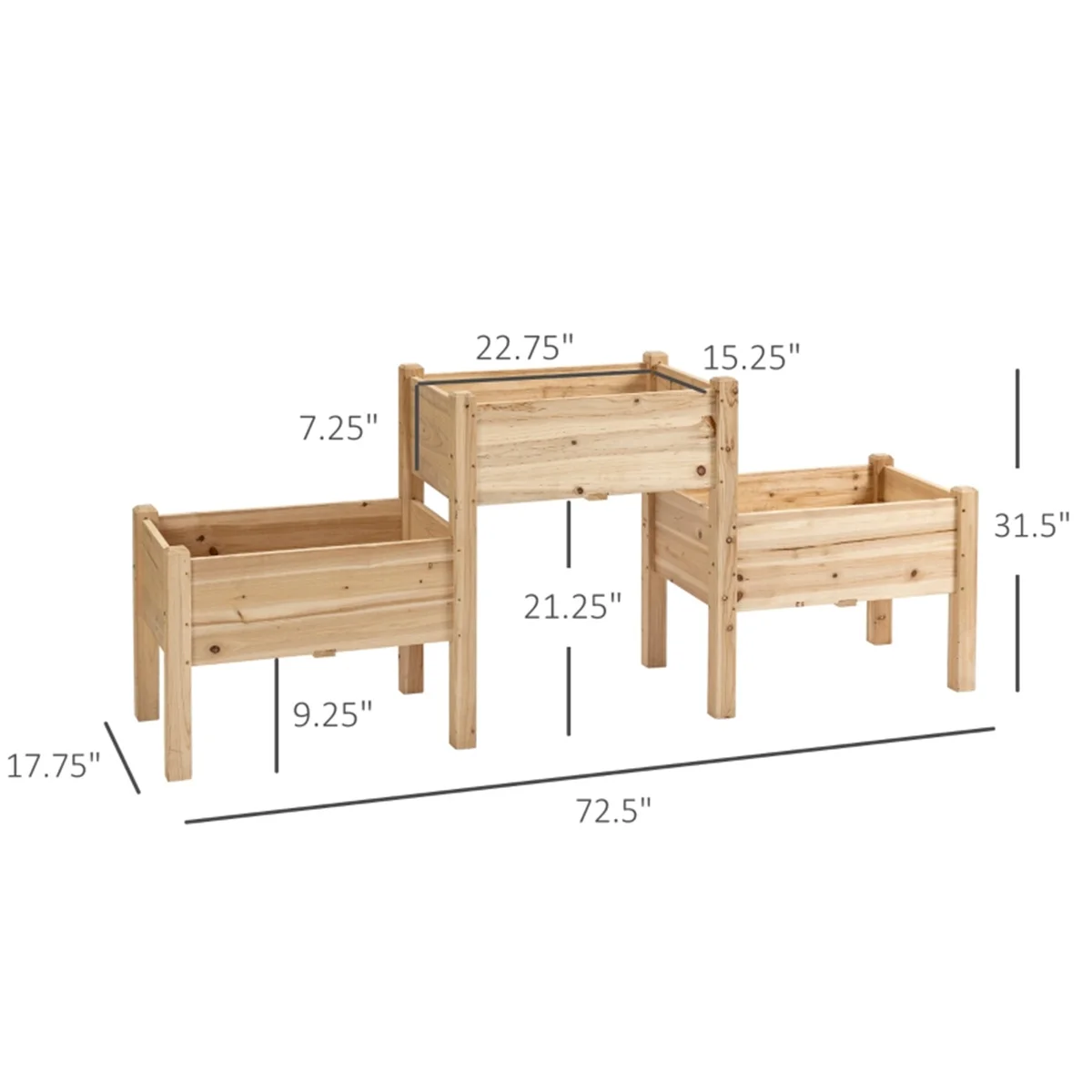 User inière en bois naturel, étagère à fleurs, boîte de jardinière en bois