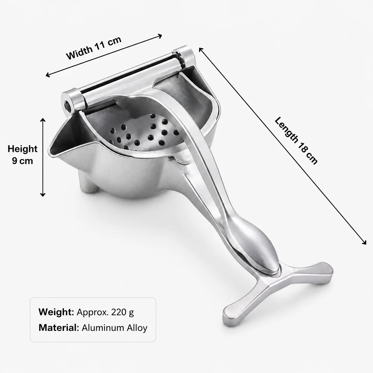 Manual Citrus Juicer Press, Handheld Fruit Squeezer with Perforated Bowl for Lemons, Limes and Oranges view 3