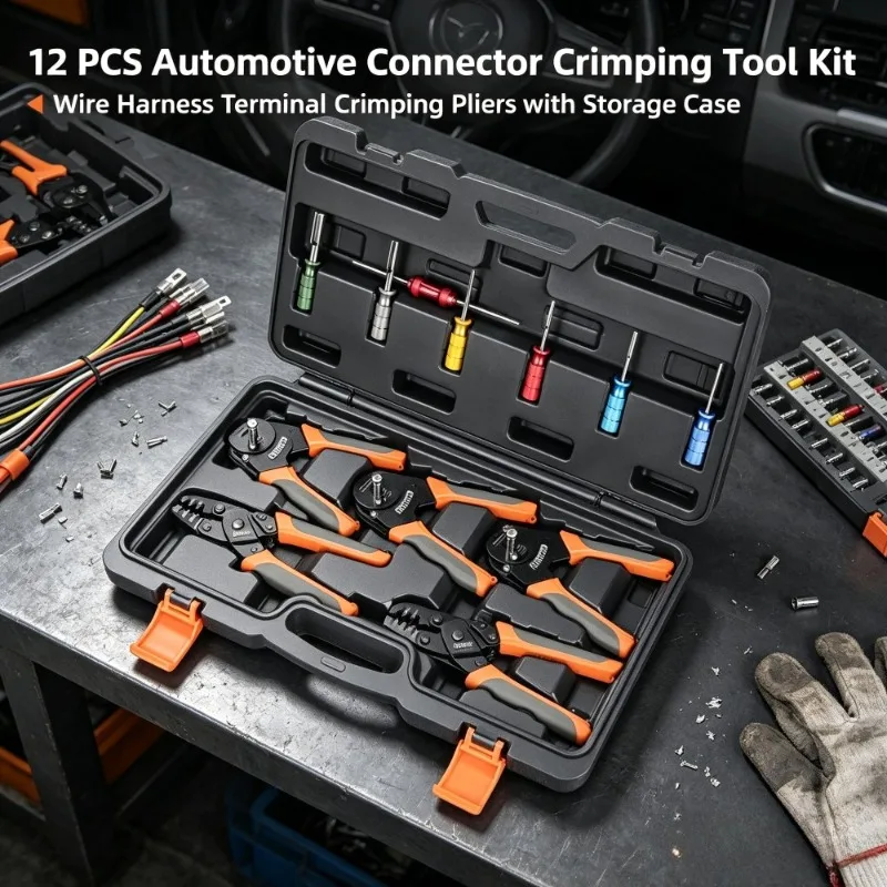 IWISS KIT-DC01 Automotive Rapair Mult Tool Kit Crimping Tools Set Removal Tools For Deutsch TerminalsWeather Pack Terminals