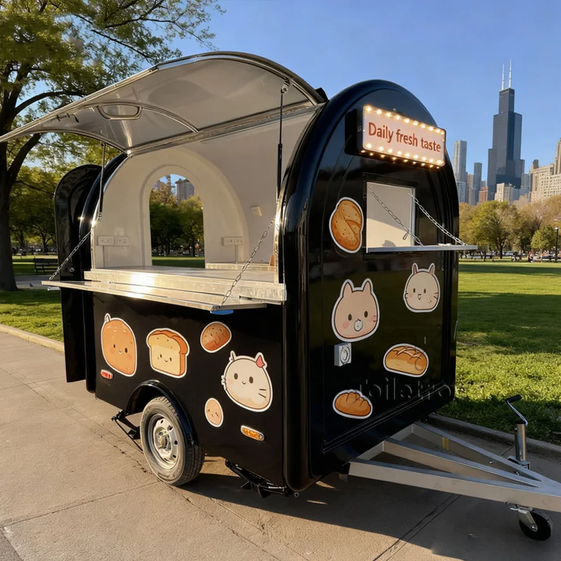 

Мобильный коммерческий прицеп для еды Tacos, жареная курица, пасты, гамбургеры, прицеп для еды с лестницей, боковым сиденьем