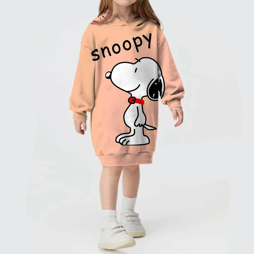 Kawaii Cartoon Comics Anime Snoopy Hoodie Dress Children's Clothing Little Girls Sportswear Hoodie Baby Top