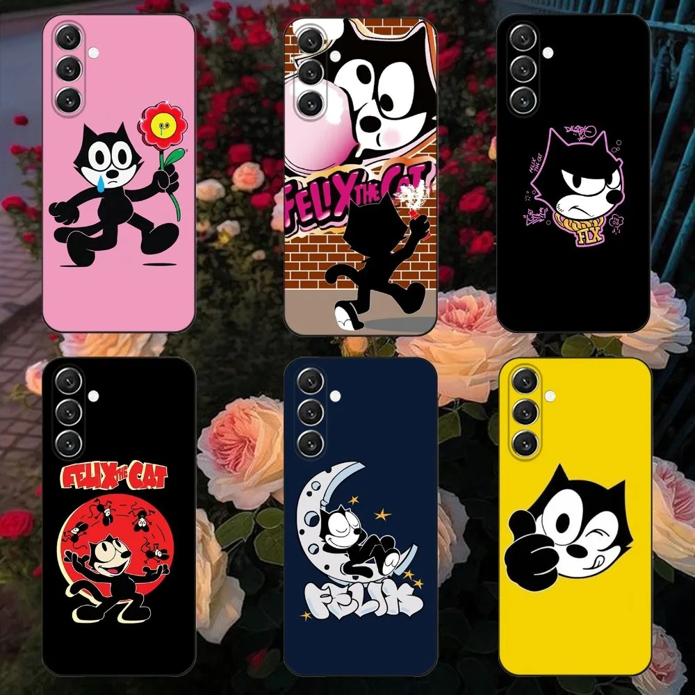 

F-Felix the Cats Funny Phone Case For Samsung Galaxy A13,A21s,A22,A31,A32,A52,A53,A71,A80,A91 Soft Black Cover