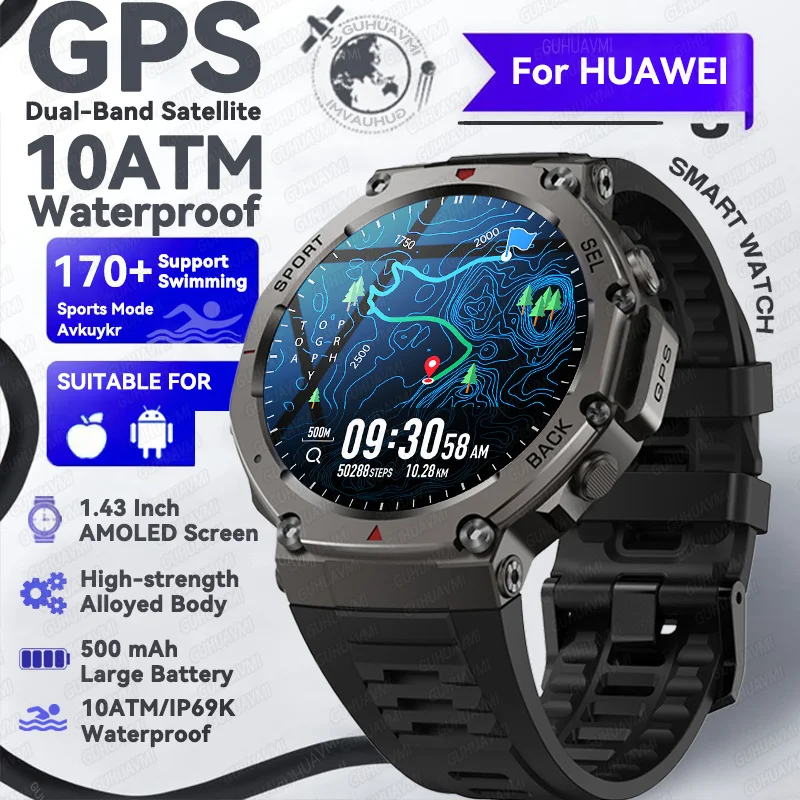 2025 New For Xiaomi Military GPS Smart Watch 5 ATM Waterproof Built-in Dual-band GNSS Compass Military Sport Men Smart Bracelet