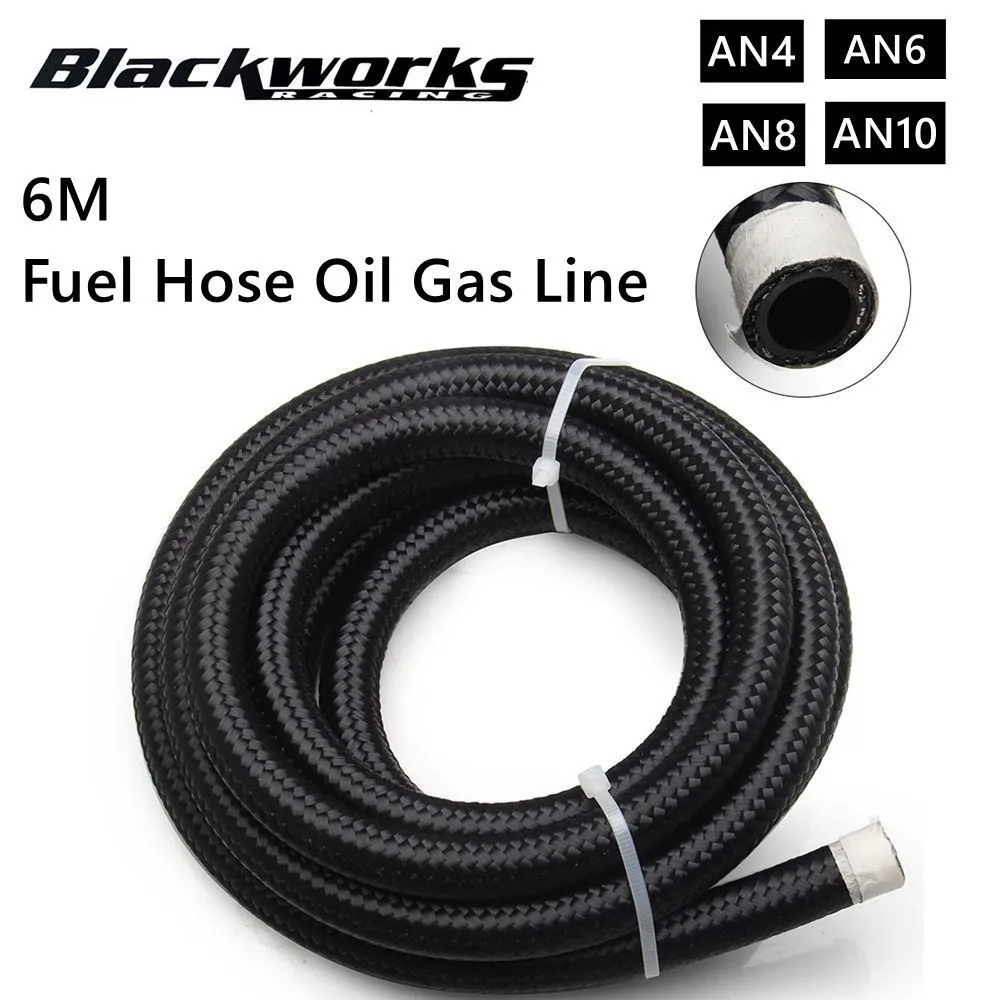 

6M Fuel Hose Oil Gas Line AN4 AN6 AN8 AN10 20FT Cooler Hose Line Pipe Tube Nylon Stainless Steel Braided Line Inside CPE Rubber