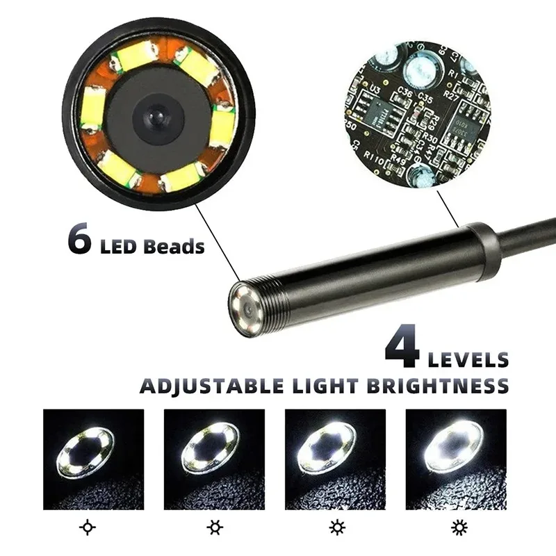 Newest 7.0mm USB Type-C Endoscope Camera Android PC Inspection Scope Borescope Camera with 6LEDs Adjustable