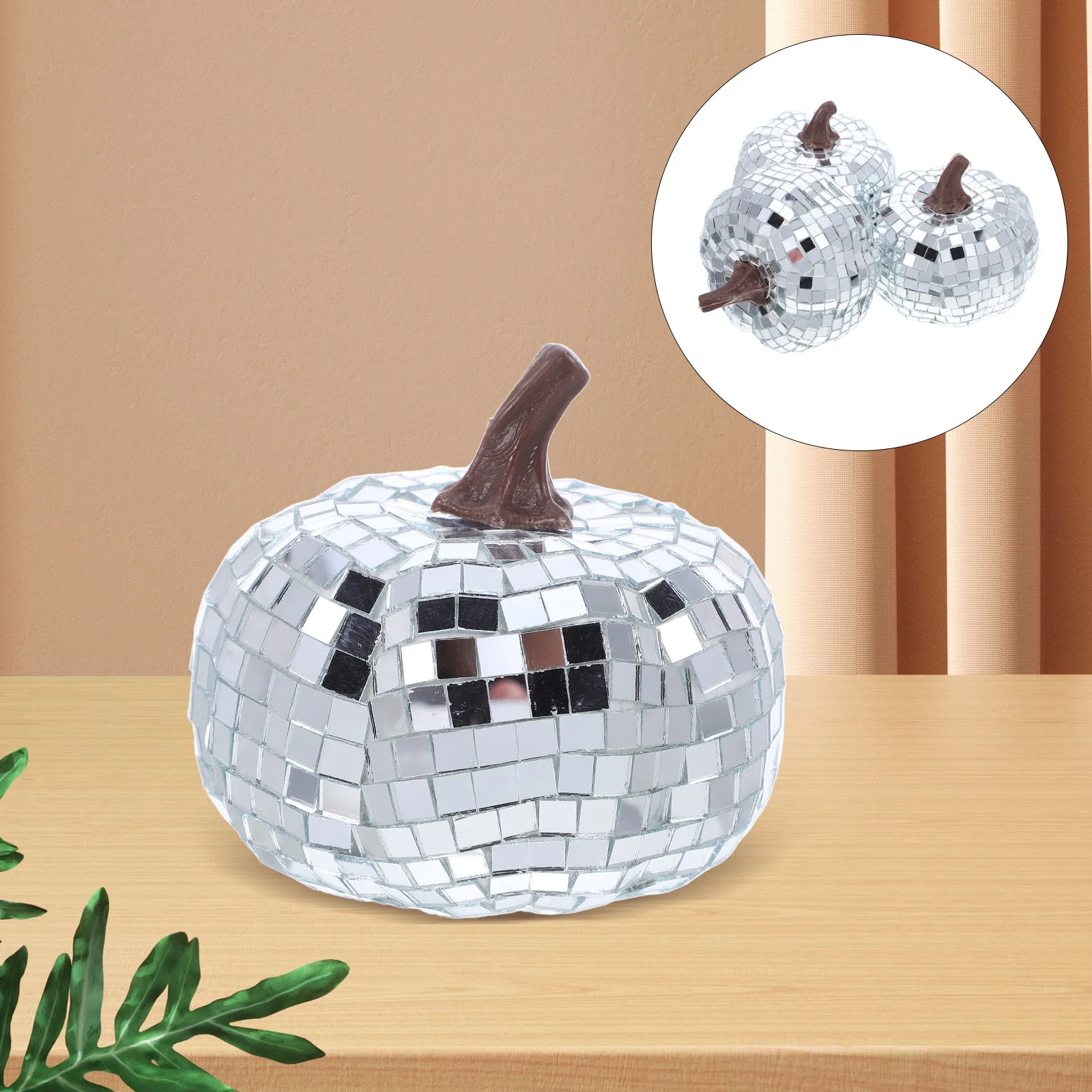 

3Pcs Glass Mirror Pumpkin Decor Shiny Reflective Finish Farmhouse Fall Table Centerpiece Harvest Event Ambiance Lighting