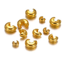 50pcs Stainless Steel PVD Plated Open Crimp End Bead Stopper Spacer Beads for DIY Jewelry Making Necklaces Bracelets Findings