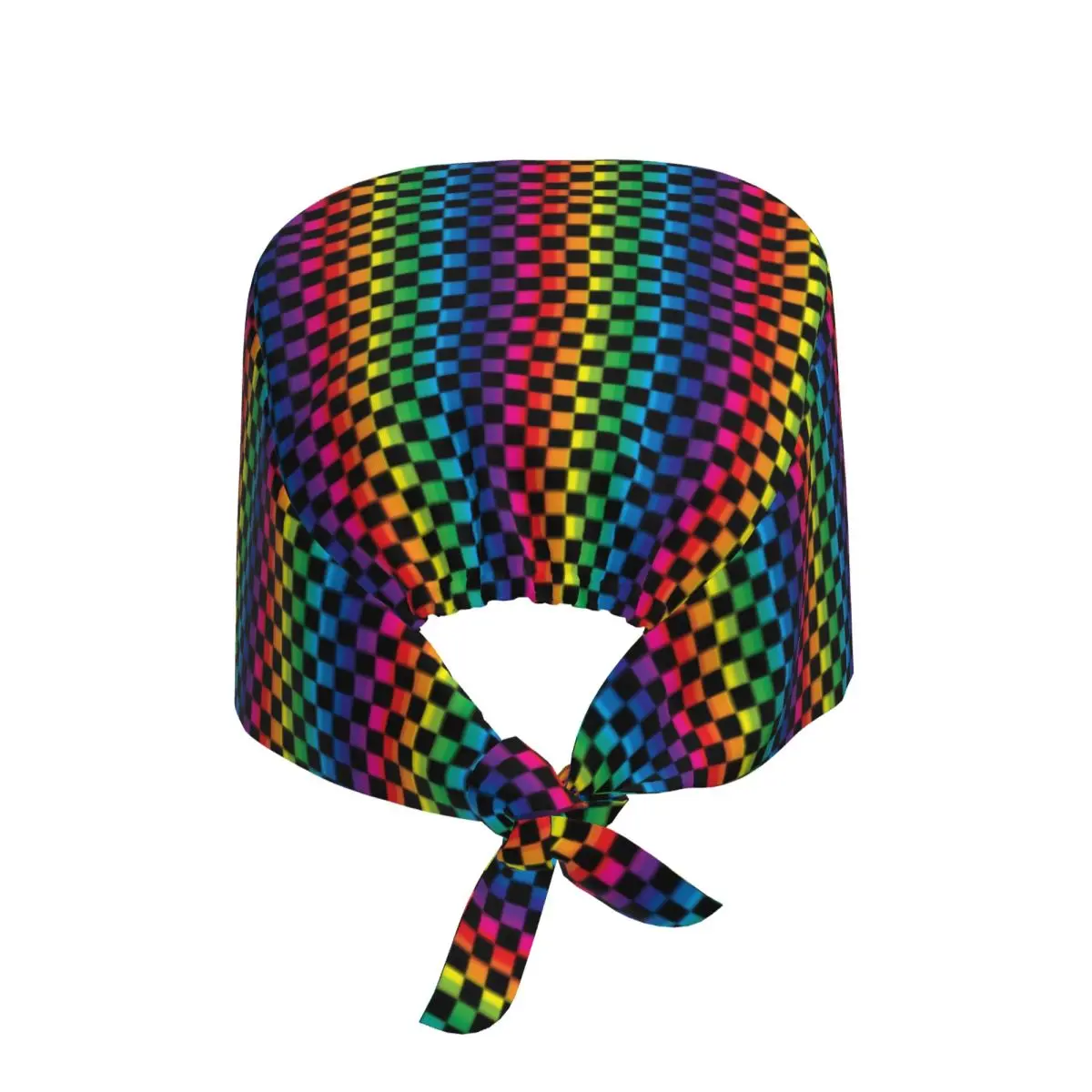 Rainbow Checkers Checkerboard Medical Staff Scrubs Hat Women Men For Chef Hat Scrub Caps