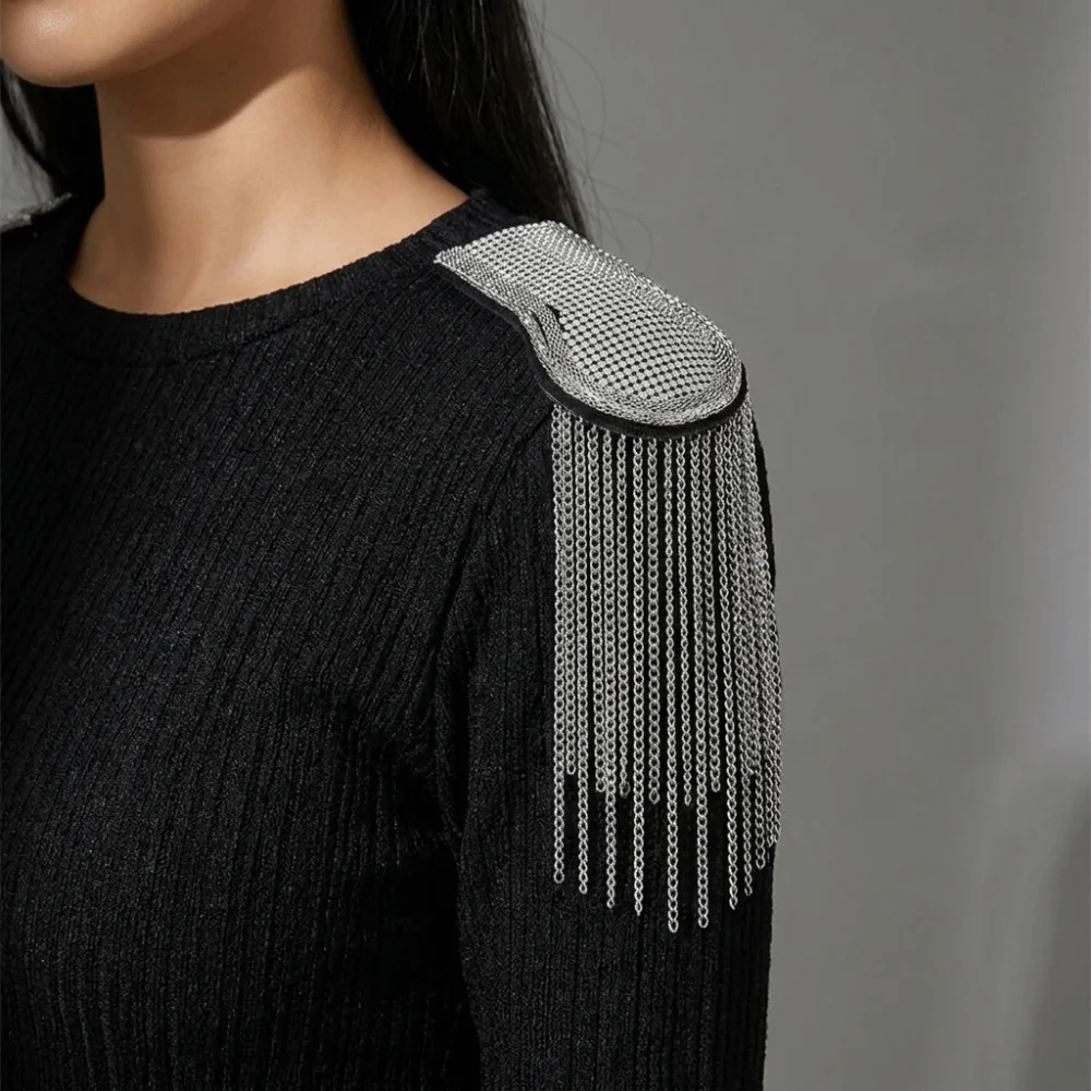 Armband Epaulet Tassel Chain Shoulder Board Punk Alloy Fringe Shoulder Mark Pin Badge Star Shoulder Flash Clothing Accessories