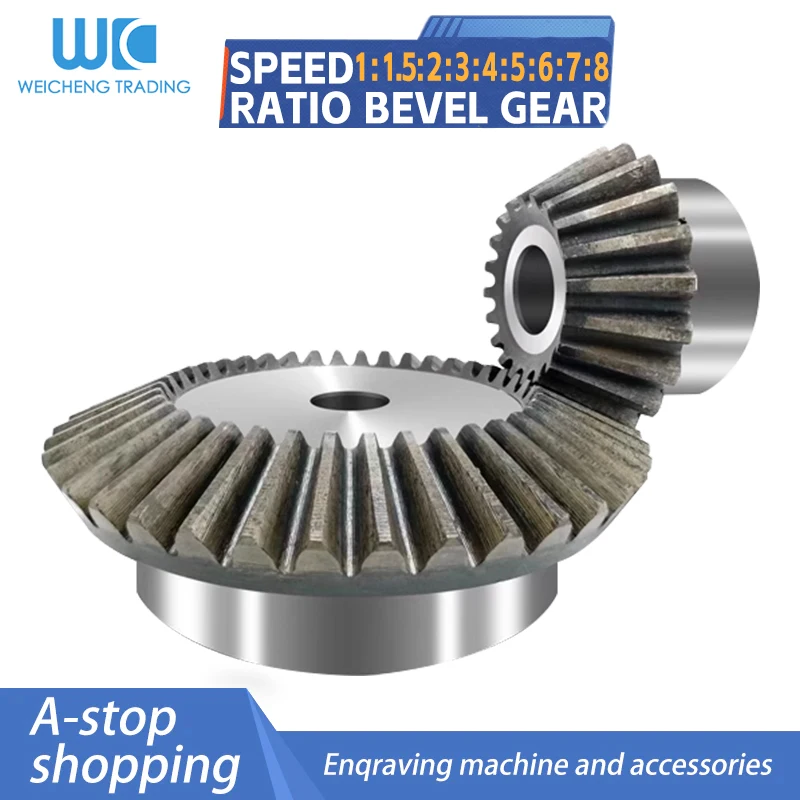 Speed Ratio Bevel Gear 1pair Single 1.5 Module Bevel Gear 1:3/4 15/45 20/60 Teeth with Keyway 45# Steel Bore 5mm-20mm Mechanical