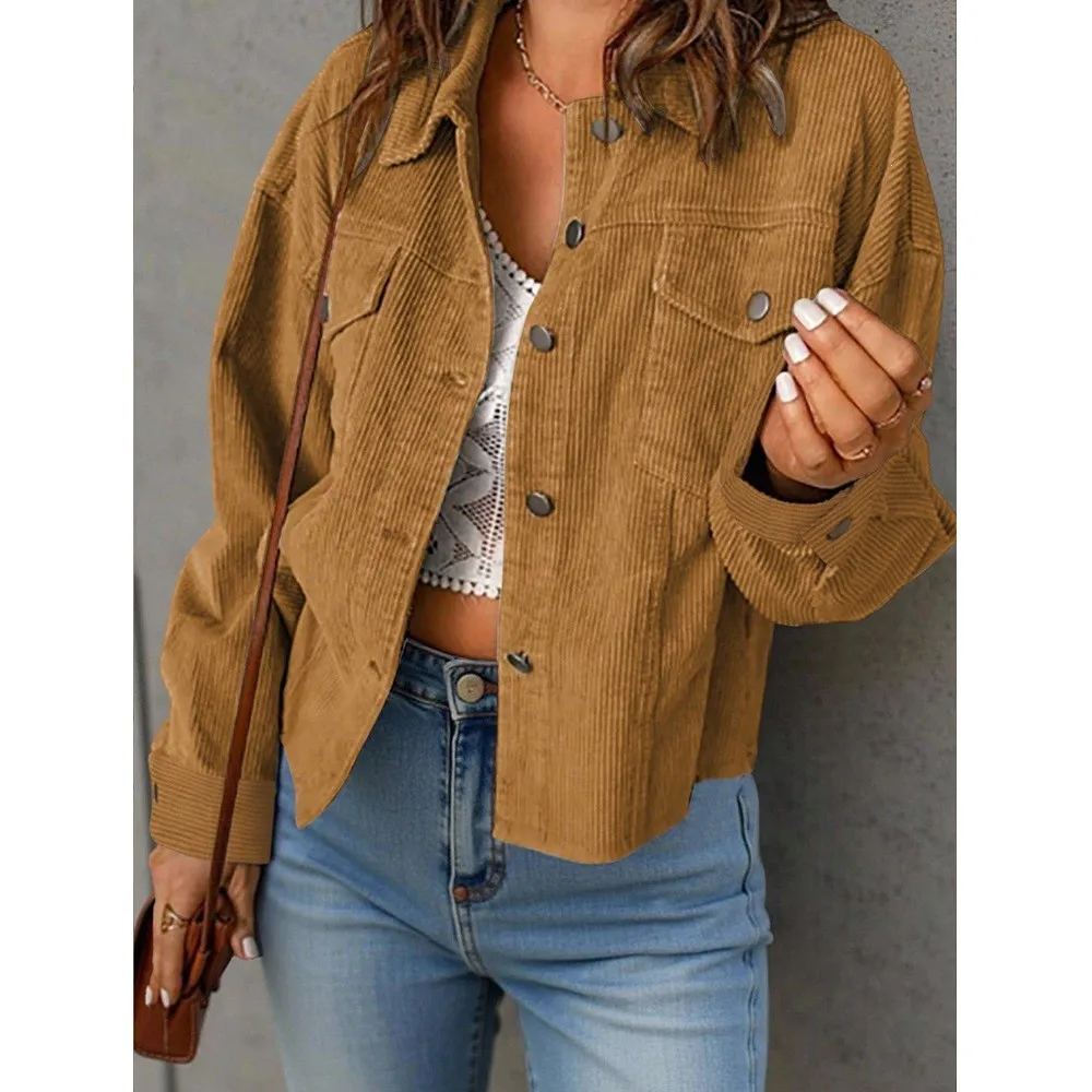 Loose Fit Patchwork Coat European and American Style Women Autumn Jacket with Single Breasted Multi Button Casual Streetwear