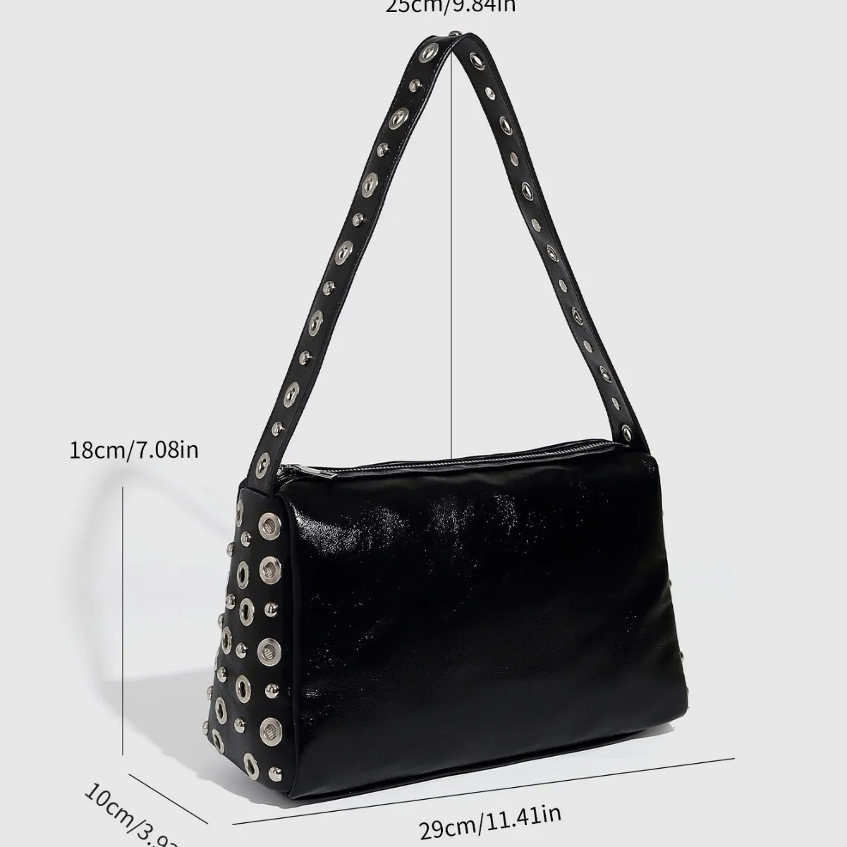 Punk Hollow Rivet Shoulder Bag High Quality PU Leather Women's Handbags Luxury Designer Bags for Women NEW Pillow Bag Purses NEW